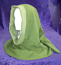 Green Wool Liripipe Hood (Lined)